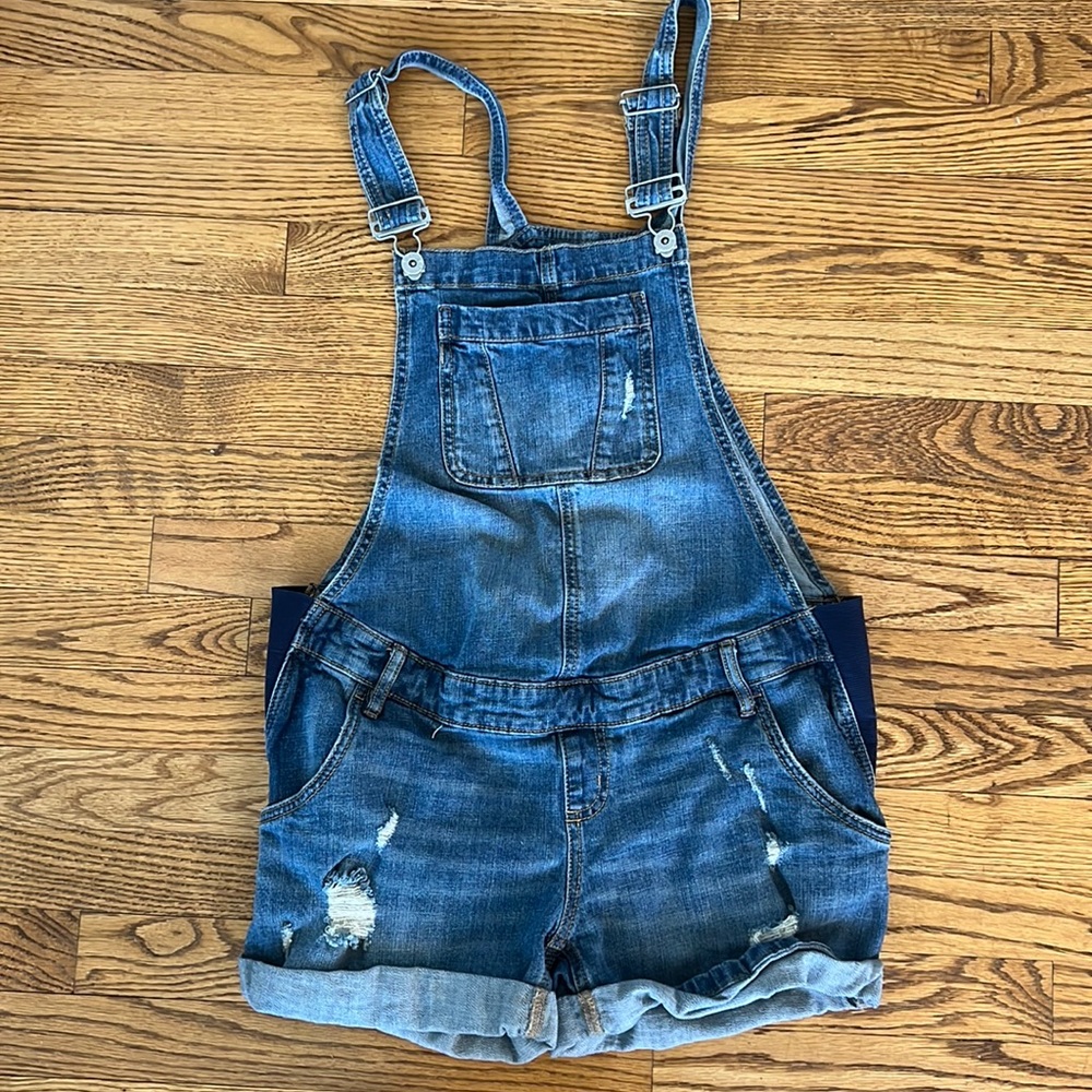 Maternity Small Jean Short Overalls